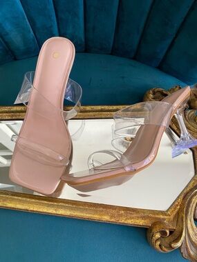 NUDE HEEL MULES